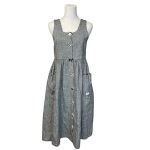 P.L. Greenes Vintage Boho Cottagecore Tie Back Prairie Dress with Unique Buttons